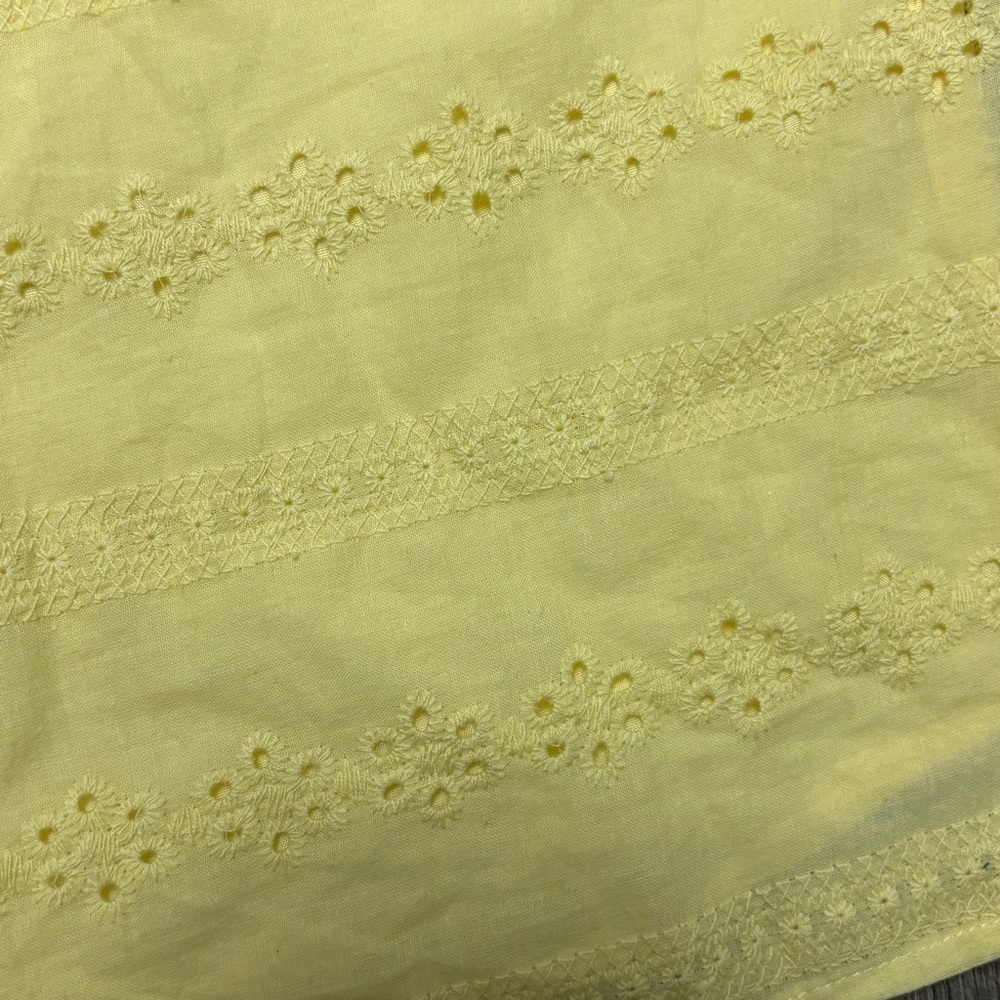 Butter yellow floral lace eyelet preppy strapless jumpsuit medium romper new - Picture 3 of 5